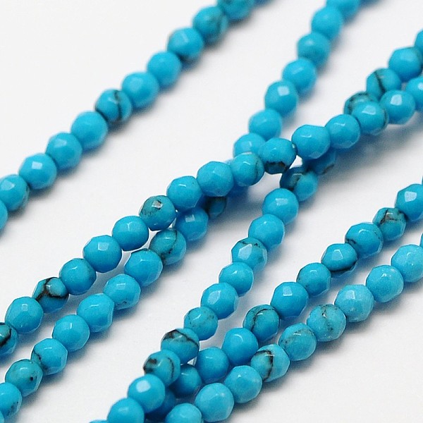 

PandaHall Synthetic Chinese Turquoise Bead Strands, Faceted Round, 2mm, Hole: 0.8mm, about 190pcs/strand, 15.3 inch Synthetic Turquoise...