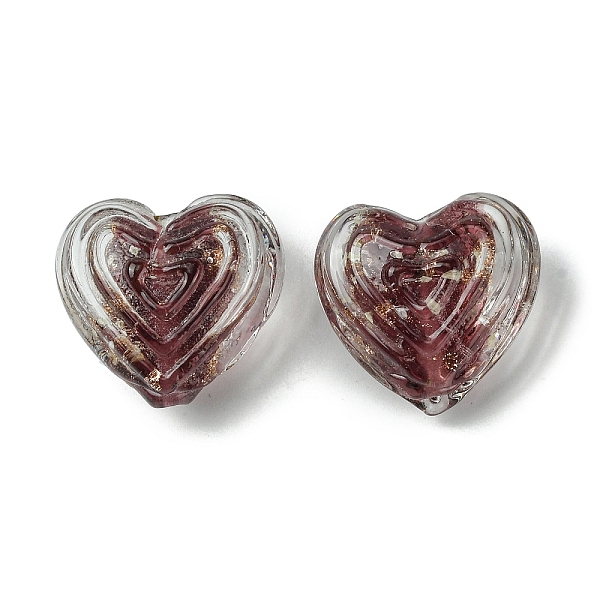 

PandaHall Luminous Handmade Gold Sand Lampwork Beads, Glow in the Dark, Heart, Coconut Brown, 19x21x12mm, Hole: 1.5mm Lampwork Heart