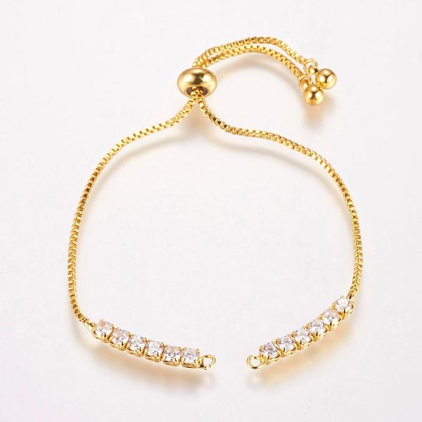 

PandaHall Brass Chain Bracelet Making, Box Chain Bracelets, Slider Bracelets Making, with Cubic Zirconia, Square, Real 18K Gold Plated...