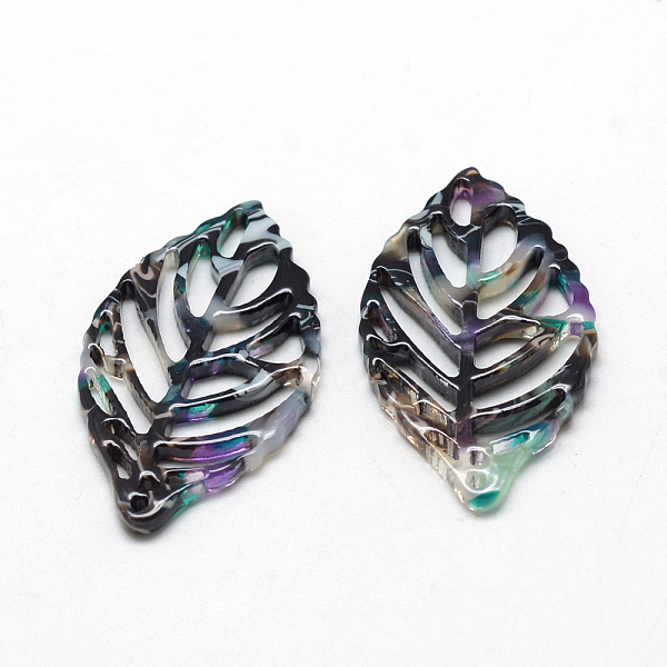 

PandaHall Cellulose Acetate(Resin) Pendants, Leaf, Turquoise, 38.5x22x2.5mm, Hole: 1.5mm Cellulose Acetate Leaf Green