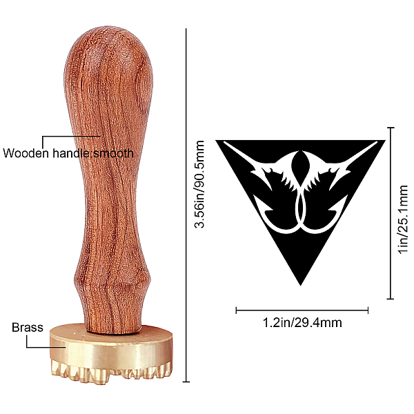

PandaHall CRASPIRE 1Pc Brass Stamp Head, with 1Pc Rectangle Velvet Pouches and 1Pc Pear Wood Handle, for Wax Seal Stamp, Triangle Pattern...