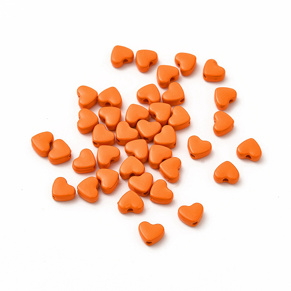 

PandaHall Heart Spray Painted Alloy Beads, Cadmium Free & Nickel Free & Lead Free, Dark Orange, 5x6x3mm, Hole: 1.2mm Alloy Heart