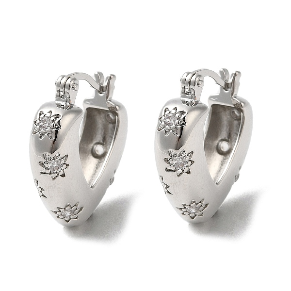 

PandaHall Rack Plating Brass Heart with Star Hoop Earrings with Cubic Zirconia, Cadmium Free & Lead Free, Long-Lasting Plated, Platinum..., Clear