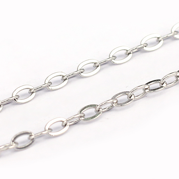 

PandaHall 304 Stainless Steel Cable Chains, Flat Oval, Unwelded, Stainless Steel Color, 3x2x0.5mm 304 Stainless Steel