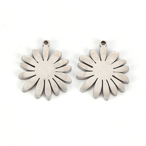 

PandaHall 201 Stainless Steel Pendants, Laser Cut, Chrysanthemum, Stainless Steel Color, 17x14x1mm, Hole: 1.2mm 201 Stainless Steel Flower