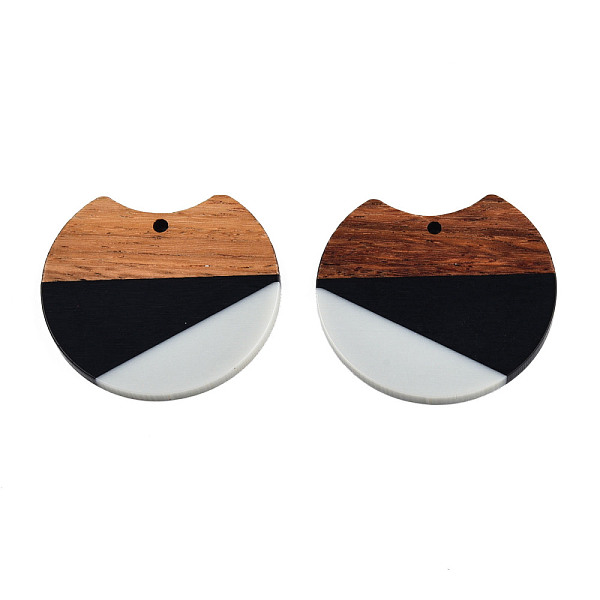 

PandaHall Tri-color Resin & Walnut Wood Pendants, Gap Flat Round, Black, 34x36.5x3.5mm, Hole: 2mm Resin+Wood Flat Round Black