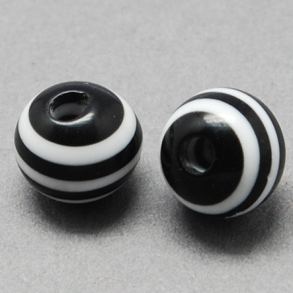 

PandaHall Round Striped Resin Beads, Black, 12x11mm, Hole: 3mm Resin Round Black