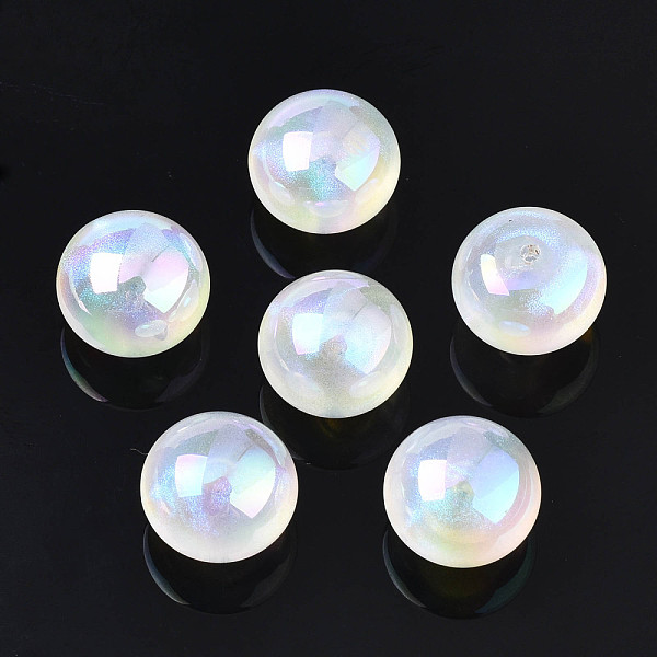 

PandaHall Opaque Acrylic Beads, AB Color Plated, with Glitter Powder, Half Drilled, Flat Round, White, 12x9mm, Hole: 1.2mm Acrylic Flat...