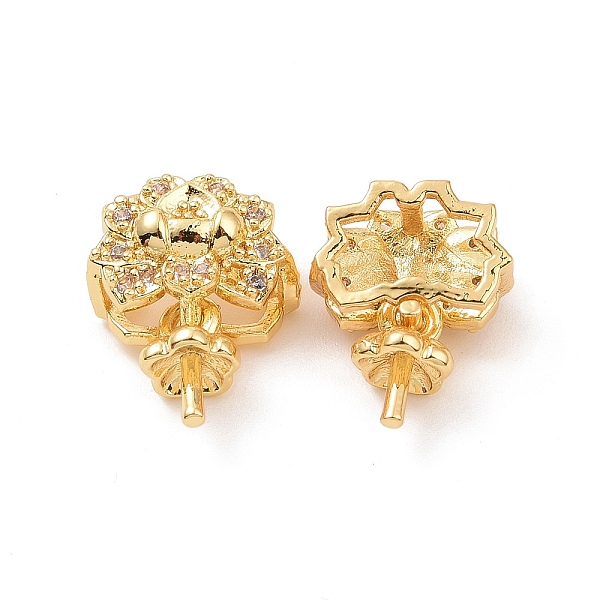 

PandaHall Brass Flower Cup Peg Bails, with Cystal Rhinestones, Real 18K Gold Plated, 13x10x5.2mm, Pin: 1mm Brass