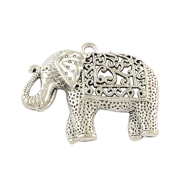 

PandaHall Tibetan Style Alloy Elephant Big Pendants, Cadmium Free & Lead Free, Antique Silver, 59x47.5x11mm, Hole: 4mm Alloy Elephant