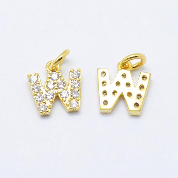

PandaHall Brass Micro Pave Grade AAA Cubic Zirconia Charms, Letter W, Cadmium Free & Nickel Free & Lead Free, Real 18K Gold Plated..., Clear