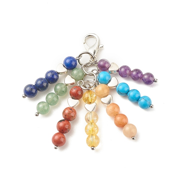 

PandaHall Chakra Theme Gemstone Beaded Tassel Pendant Decorations, Lobster Clasp Charms, Clip-on Charms, for Keychain, Purse, Backpack...