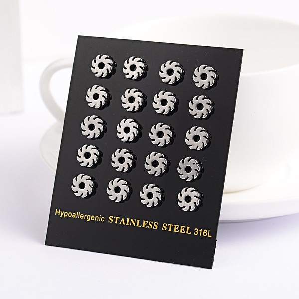 

PandaHall Vortex 304 Stainless Steel Ear Studs, Hypoallergenic Earrings, Stainless Steel Color, 8mm, Pin: 0.7mm 304 Stainless Steel