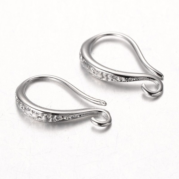 

PandaHall Brass Earring Hooks, with Horizontal Loop, Textured, Cadmium Free & Nickel Free & Lead Free, Platinum, 15x9x2mm, 12 Gauge, Hole...