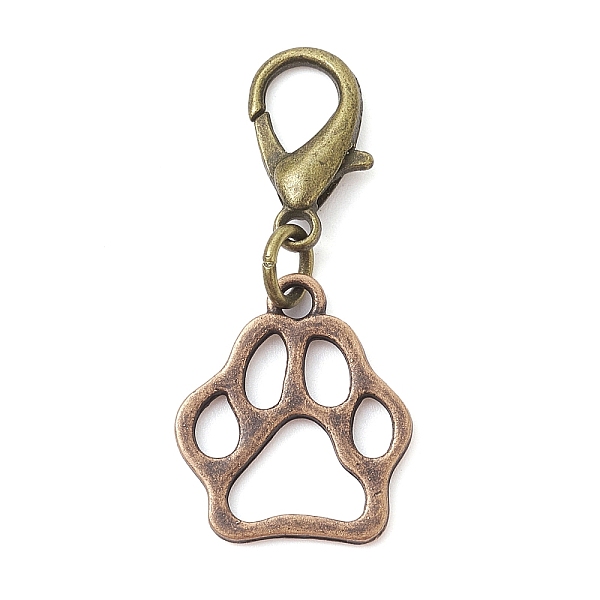 

PandaHall Alloy Pendant Decorations, with Zinc Alloy Lobster Claw Clasps, Cadmium Free & Lead Free, Bear Paw Prints, Red Copper, 36mm Alloy...