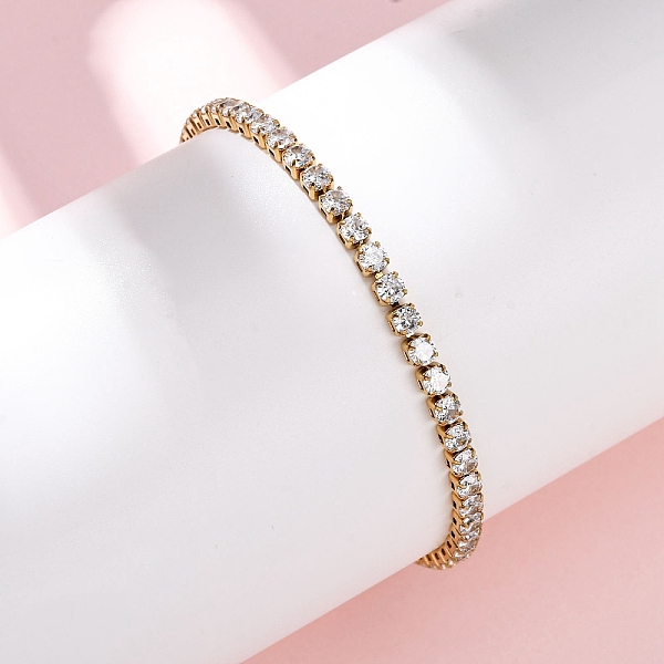 Bracelets à maillons en acier inoxydable 304 avec zircone cubique pour femmes