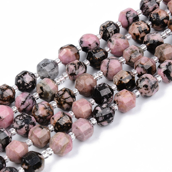 

PandaHall Natural Rhodonite Beads Strands, Round, Faceted, 7~8x8mm, Hole: 1.2mm, about 38~40pcs/strand, 15.16inch(38.5cm) Rhodonite Round