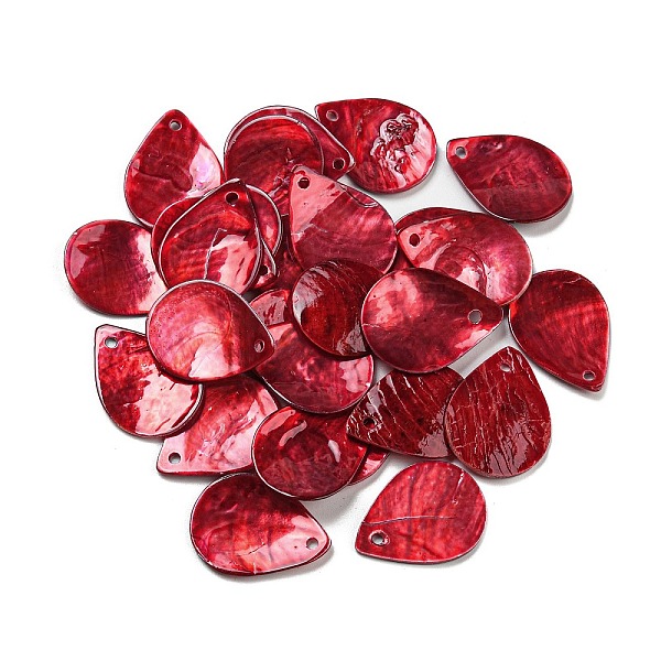 

PandaHall Spray Painted Natural Akoya Shell Pendants, Teardrop Charms, FireBrick, 19.5~20x14.5~15x2mm, Hole: 1.5mm Other Sea Shell Teardrop..., Red