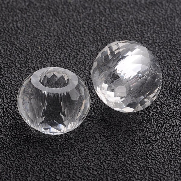

PandaHall 128 Faceted Glass European Rondelle Large Hole Beads, No Metal Core, Clear, 13x8.5mm, Hole: 6mm Glass Rondelle Clear