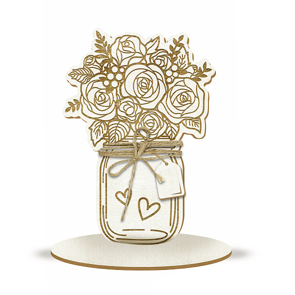 

PandaHall Wood Flower Bouquet Greeting Card, with Stand and Rope, for Mom Birthday Card, Flower, 229x158mm Wood Flower