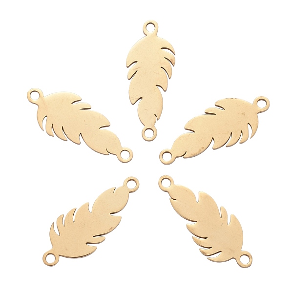 

PandaHall 201 Stainless Steel Stamping Blank Links Connectors, Feather, Golden, 21x8x1mm, Hole: 1.5mm 201 Stainless Steel Feather