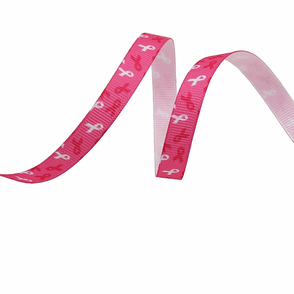

PandaHall 4.5M Printed Polyester Pink Ribbon Grosgrain Ribbon, for Gift Wrapping, Party Decorations, Flat, Cerise, 3/8 inch(10mm), about..., Red