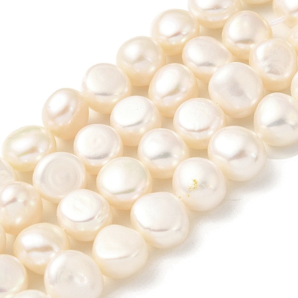

PandaHall Natural Cultured Freshwater Pearl Beads Strands, Two Sides Polished, PapayaWhip, 8~9mm, Hole: 0.5mm, about 23pcs/strand, 6.89''..., Orange