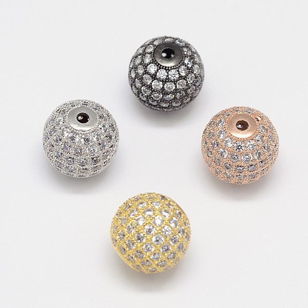 

PandaHall CZ Brass Micro Pave Cubic Zirconia Round Beads, Mixed Color, 14mm, Hole: 1.5mm Brass+Cubic Zirconia Round