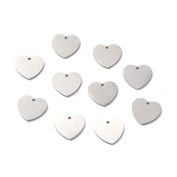 PandaHall 304 Stainless Steel Pendants, Double Side Drawbench, Stamping Blank Tag, Heart, Stainless Steel Color, 11.5x12x1mm, Hole: 1mm 304...