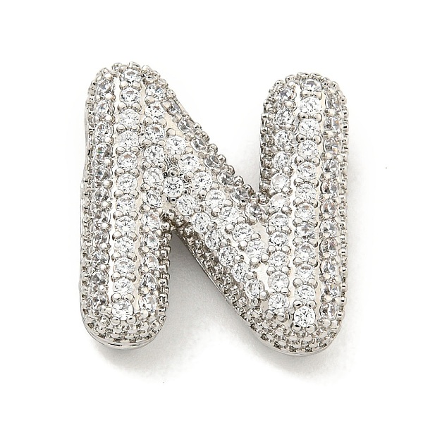 

PandaHall Platinum Plated Brass Micro Pave Cubic Zirconia Pendants, Letter Charms, Letter N, 24x24x6mm, Hole: 3.5x2mm Brass+Cubic Zirconia..., Clear