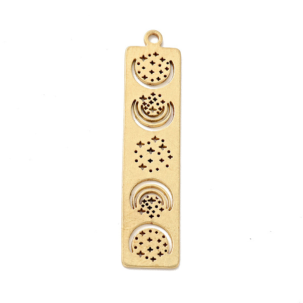 

PandaHall Brass Pendants, Rectangle with Moon & Star, Golden, 38x8.5x0.5mm, Hole: 1.4mm Brass Rectangle