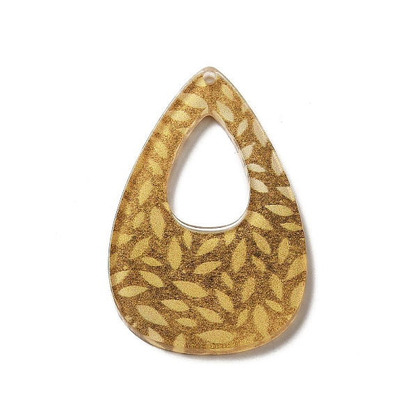 

PandaHall Printed Acrylic Pendants, Teardrop with Flower, Gold, 43x27x2mm, Hole: 1.6mm Acrylic Teardrop Gold