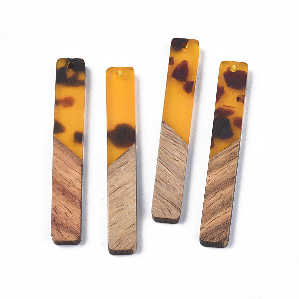 

PandaHall Resin & Walnut Wood Big Pendants, Rectangle, Goldenrod, 51.5x7.5x3.5mm, Hole: 1.8mm Resin+Wood Rectangle Gold