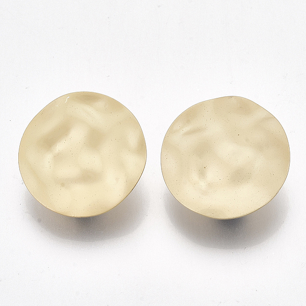 

PandaHall Iron Stud Earring Findings, with Steel Pins and Loop, Hammered Flat Round, Matte Gold Color, 25mm, Hole: 3.5mm, Pin: 0.7mm Iron...