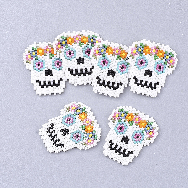 

PandaHall Handmade Japanese Seed Beads, with Nylon Wire, Loom Pattern, Sugar Skull, For Mexico Holiday Day of the Dead, Colorful...
