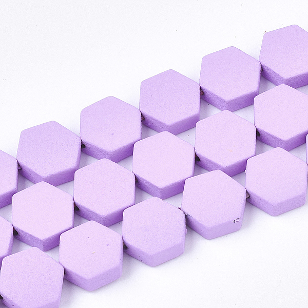 

PandaHall Spray Painted Non-magnetic Synthetic Hematite Beads Strands, Hexagon, Violet, 8.5x8x3mm, Hole: 1mm, about 45pcs/strand, 15.7 inch..., Purple