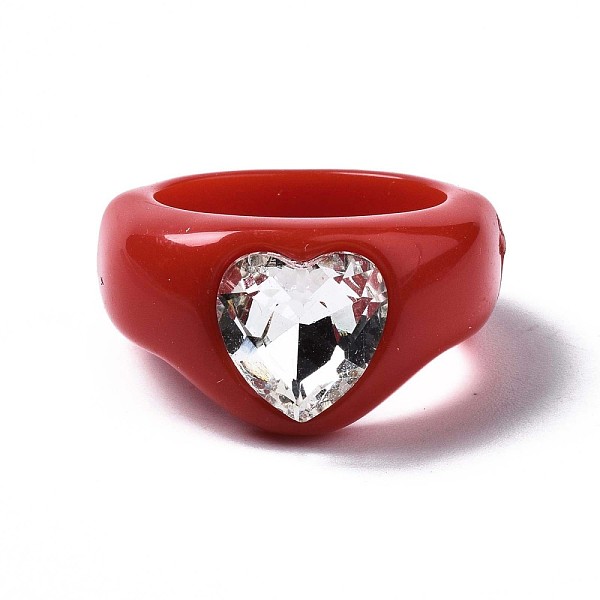 

PandaHall Opaque Acrylic Finger Rings, Heart, Red, US Size 7 1/4(17.5mm) Acrylic None Red