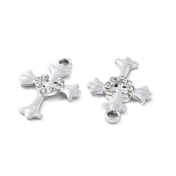 

PandaHall Alloy Crystal Rhinestone Pendants, Corss with Heart Charms, Platinum, 26x17.5x3mm, Hole: 2.2mm Alloy+Rhinestone Cross Clear