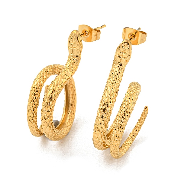 

PandaHall 304 Stainless Steel Stud Earrings, Snake, Golden, 31x15mm 304 Stainless Steel Snake