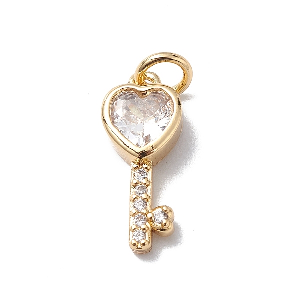 

PandaHall Brass Cubic Zirconia Pendants, Cadmium Free & Lead Free, Real 18K Gold Plated, Long-Lasting Plated, with Jump Ring, Heart Key..., Clear