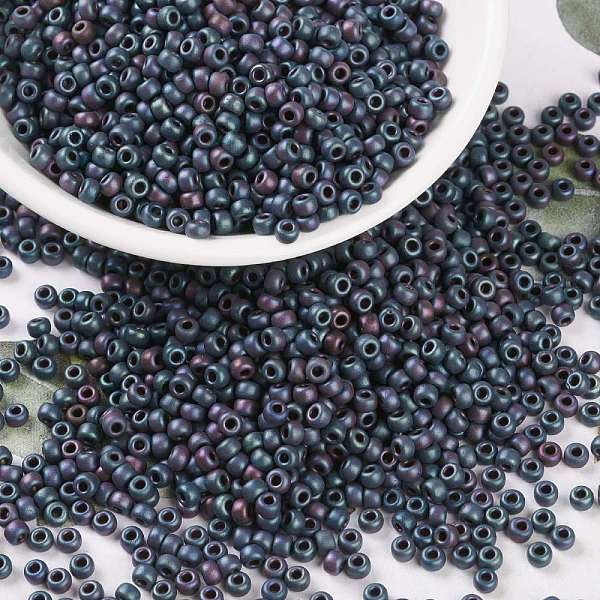 

PandaHall MIYUKI Round Rocailles Beads, Japanese Seed Beads, 8/0, (RR2009) Matte Metallic Blue Iris, 3mm, Hole: 1mm, about 422~455pcs/10g...