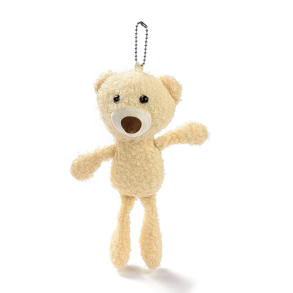 

PandaHall PP Cotton Mini Animal Plush Toys Bear Pendant Decoration, with Ball Chain, Moccasin, 255mm Cotton Bear Orange