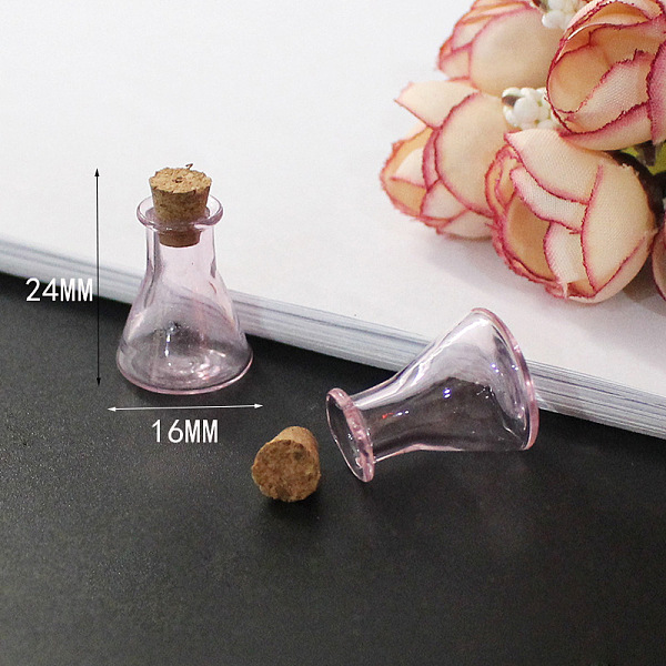 

PandaHall Miniature Glass Bottles, with Cork Stoppers, Empty Wishing Bottles, for Dollhouse Accessories, Jewelry Making, Bottle, 24x14mm..., Pink