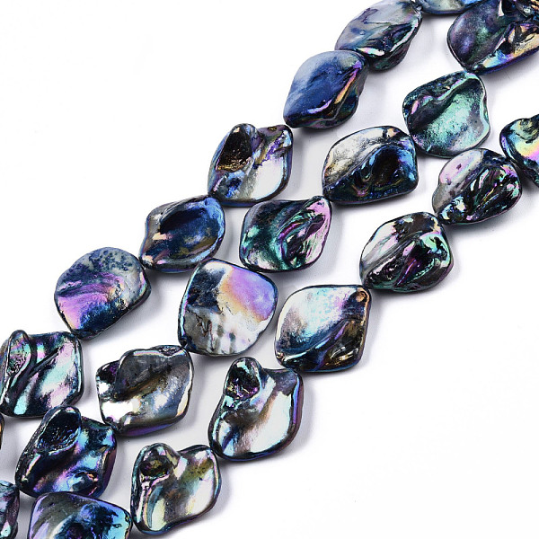 

PandaHall Freshwater Shell Beads Strands, AB Color Plated, Dyed, Tooth, Black, 18~23x17~25x5~12mm, Hole: 1mm, about 19pcs/strand, 15.75...