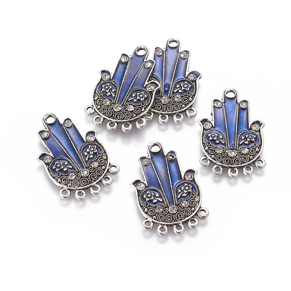 

PandaHall Alloy Chandelier Components Links, with Enamel and Rhinestone, Hamsa Hand/Hand of Fatima/Hand of Miriam, Blue, Crystal, Antique..., Clear