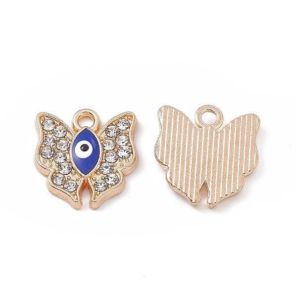 

PandaHall Alloy Crystal Rhinestone Charms, with Enamel Evil Eye, Butterfly, Light Gold, 15x14.5x2mm, Hole: 1.8mm Alloy Rhinestone+Enamel..., Blue