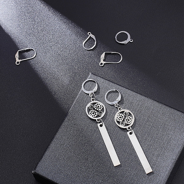 

PandaHall UNICRAFTALE about 60pcs Stainless Steel Leverback Earring Round Hoop Earwires with Loop Earwire Findings for Earring Making...