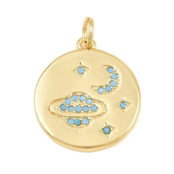 Colgantes de circonita cúbica azul cielo con micro pavé de latón