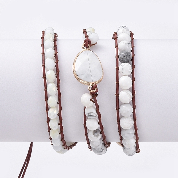 Braccialetti Con Rivestimento In Vetro Sfaccettato E Perle Di Howlite Naturali