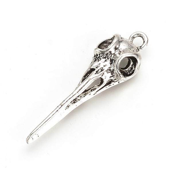 

PandaHall Tibetan Style Alloy Pendants, Cadmium Free & Nickel Free & Lead Free, Skull, Antique Silver, 37x11x6mm, Hole: 2mm Alloy Skull